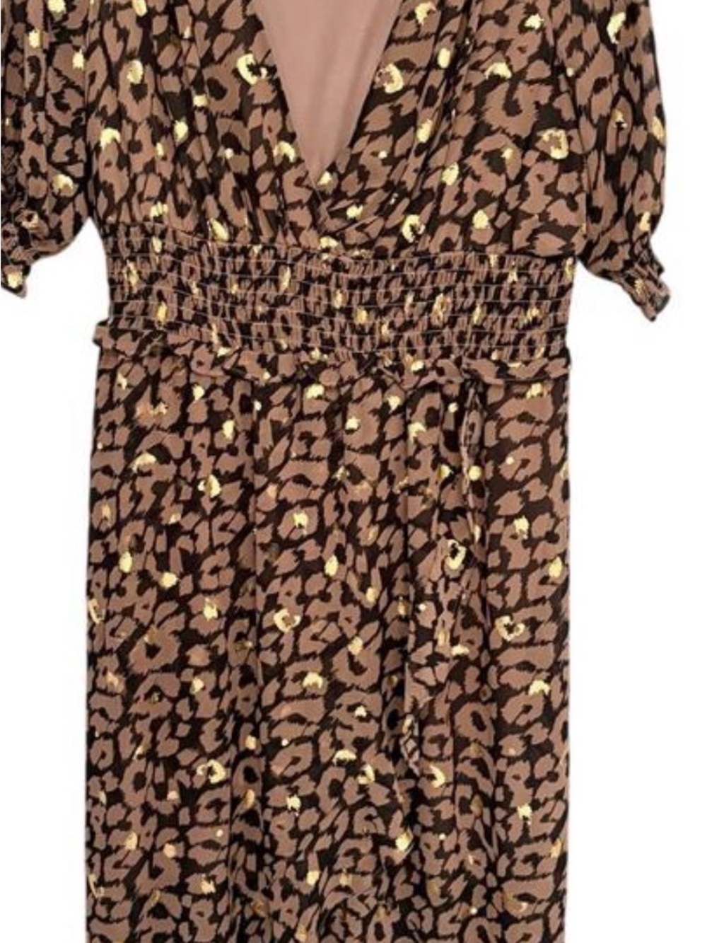Express Brown Leopard Print Dress with Gold Accent